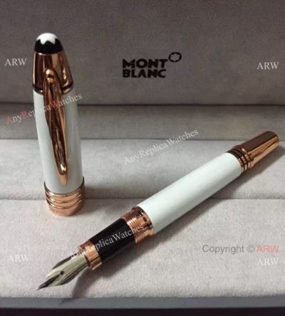 Best Replica Mont Blanc JFK Special Edition Fountain Pen White & Rose Gold